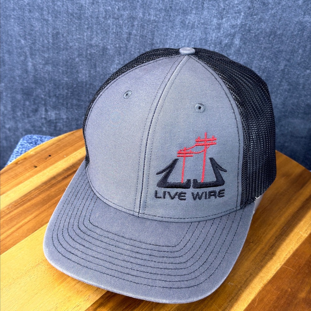Linemans Hat/Cap Power Pole High Voltage Black Grey Snap Back Richardson 112